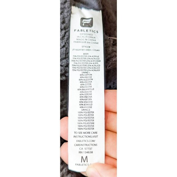 Fabletics Lotta Cocoon Zip Hoodie Black Medium Womens Sherpa Fuzzy Coat Jacket - Picture 5 of 6